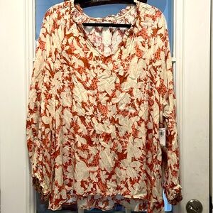 Long sleeve floral print blouse